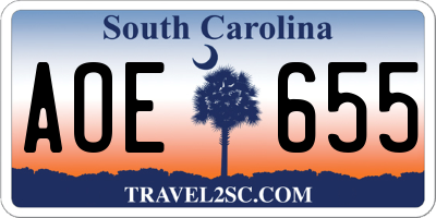 SC license plate AOE655