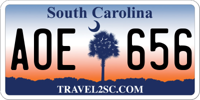 SC license plate AOE656