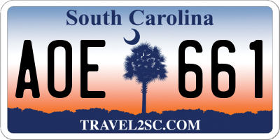 SC license plate AOE661