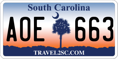 SC license plate AOE663