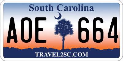 SC license plate AOE664