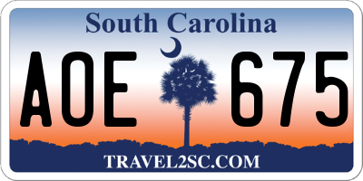 SC license plate AOE675