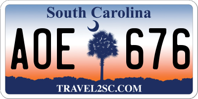 SC license plate AOE676