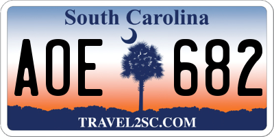 SC license plate AOE682