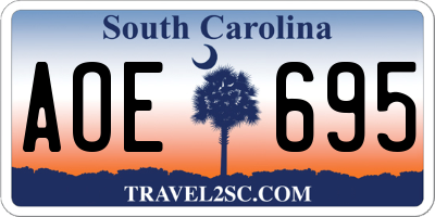 SC license plate AOE695