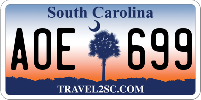 SC license plate AOE699