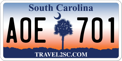 SC license plate AOE701