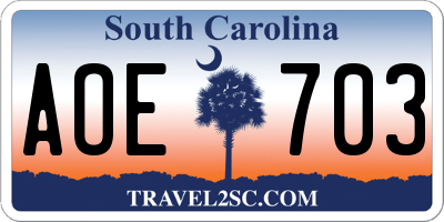 SC license plate AOE703