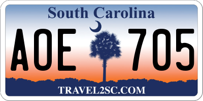 SC license plate AOE705