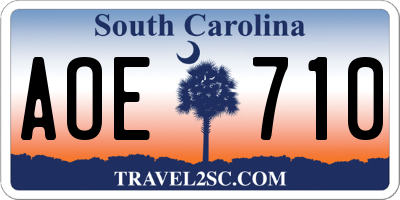 SC license plate AOE710