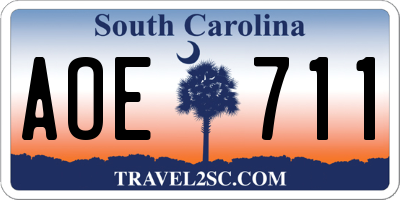 SC license plate AOE711