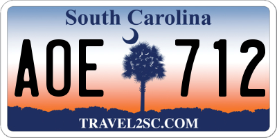 SC license plate AOE712
