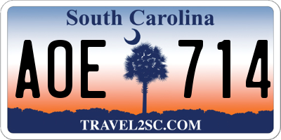 SC license plate AOE714