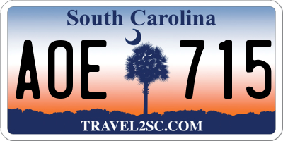 SC license plate AOE715