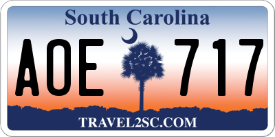 SC license plate AOE717