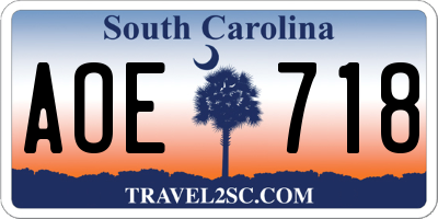 SC license plate AOE718