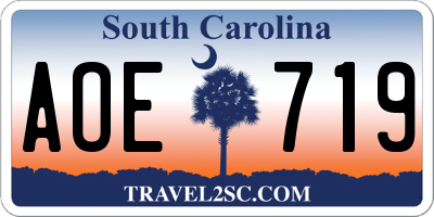 SC license plate AOE719