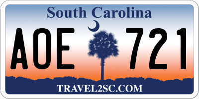 SC license plate AOE721