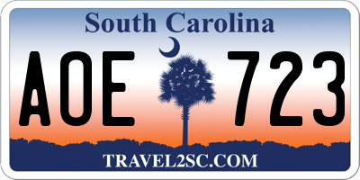 SC license plate AOE723