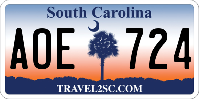 SC license plate AOE724