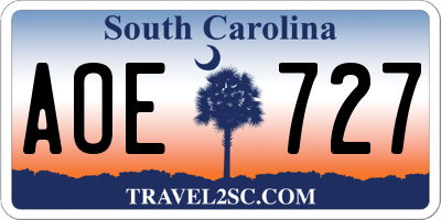 SC license plate AOE727