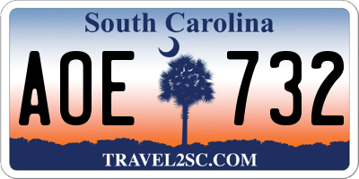 SC license plate AOE732