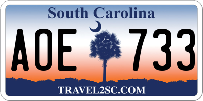 SC license plate AOE733