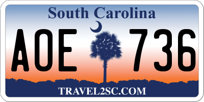SC license plate AOE736