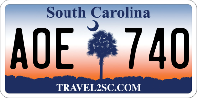 SC license plate AOE740