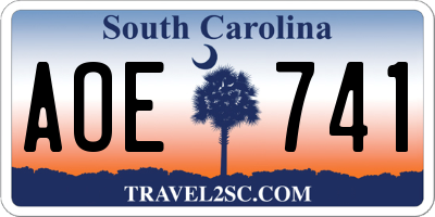 SC license plate AOE741