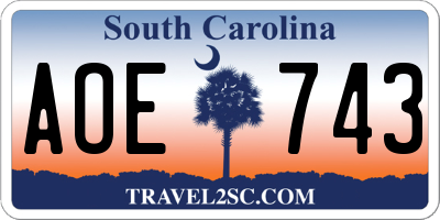 SC license plate AOE743