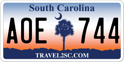 SC license plate AOE744