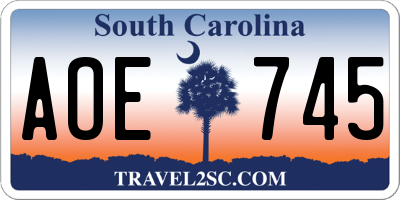 SC license plate AOE745