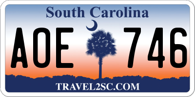 SC license plate AOE746
