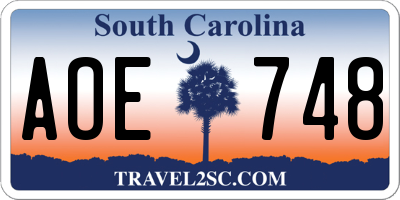 SC license plate AOE748