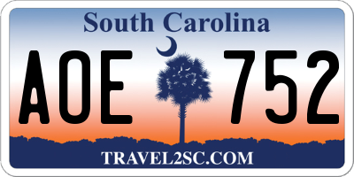 SC license plate AOE752