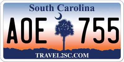 SC license plate AOE755