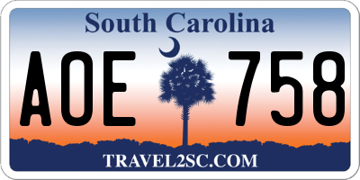 SC license plate AOE758