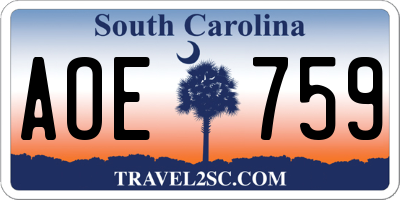 SC license plate AOE759