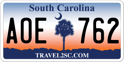 SC license plate AOE762
