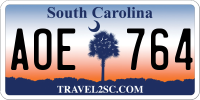 SC license plate AOE764