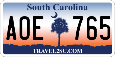 SC license plate AOE765
