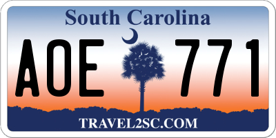 SC license plate AOE771