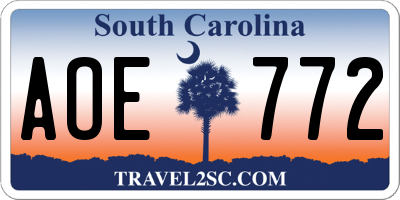 SC license plate AOE772