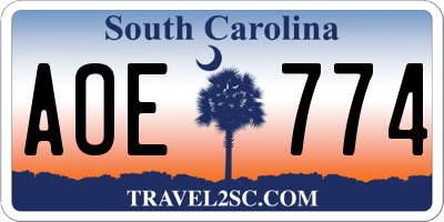 SC license plate AOE774