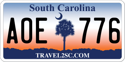 SC license plate AOE776