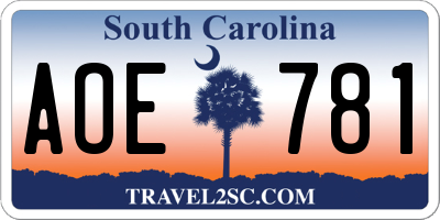 SC license plate AOE781