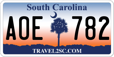 SC license plate AOE782