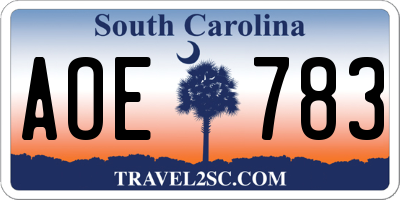 SC license plate AOE783