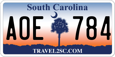 SC license plate AOE784